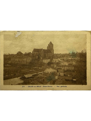 Celles-sur-Belle – Vue générale et abbatiale – CPA n° 577