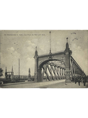 Kehl – Les ponts du Rhin et soldats – CPA vers 1910