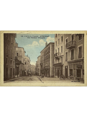 Annonay – Rue Boissy-d'Anglas, commerces et scène de rue – CPA n°18
