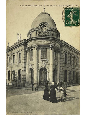 Bressuire – Hôtel des Postes et Télégraphes, scène animée – CPA 1912