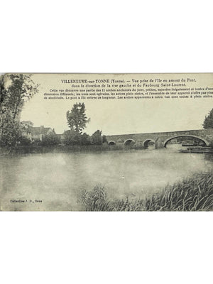 Villeneuve-sur-Yonne – Ancien pont sur l'Yonne vu de l'île – CPA