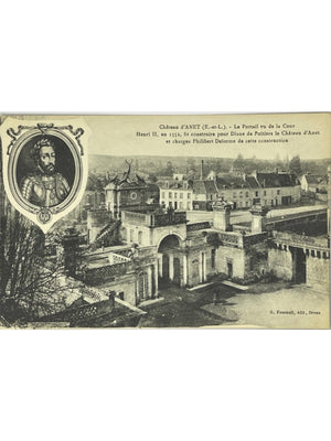 Anet – Château, portail vu de la cour et portrait d'Henri II – CPA