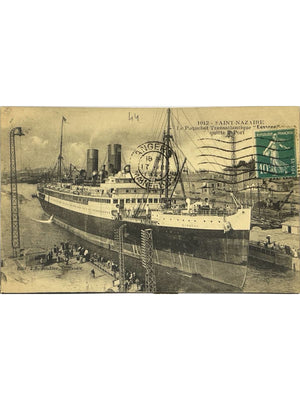 Saint-Nazaire – Paquebot transatlantique Espagne quittant le port – CPA n° 1012