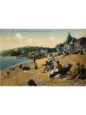 Le Havre – La plage vers Sainte-Adresse – CPA colorisée n° 91