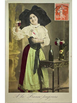 Carte postale – À la France toujours – Femme en costume régional, carte patriotique de 1910