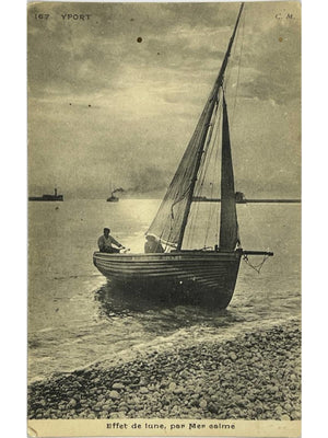 Yport – Effet de lune par mer calme, voilier – CPA n° 167