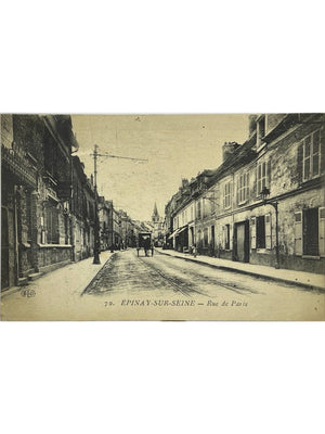 Épinay-sur-Seine – Rue de Paris, rails de tramway et attelage – CPA n°70