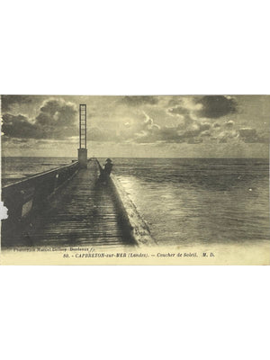 Capbreton-sur-Mer (Landes) – Coucher de soleil sur la jetée – CPA n° 80