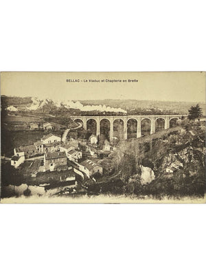 Bellac (Haute-Vienne) – Train à vapeur sur le viaduc – CPA ancienne
