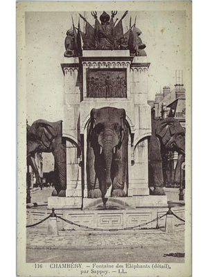 Chambéry – Fontaine des Éléphants, détail par Sappey – CPA n° 116