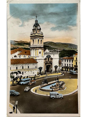 Carte postale – Quito – Plaza de Santo Domingo et église, vue animée – Équateur