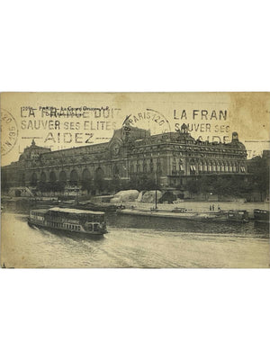 Paris – Gare d'Orsay et bateaux sur la Seine – CPA vers 1915