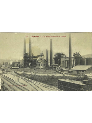 Pompey – Les Hauts-Fourneaux et Aciéries, voies ferrées – CPA n° 48