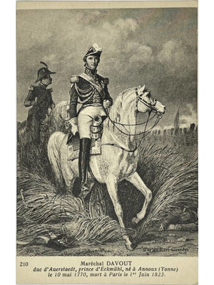 Carte postale – Maréchal Davout à cheval – né à Annoux (Yonne) – d'après K. A. Girardet