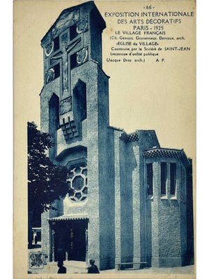 Carte postale – Paris 1925 – Exposition des Arts décoratifs, église du Village français – n° 66