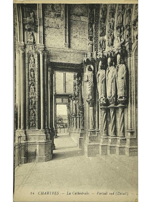 Chartres – Cathédrale Notre-Dame, détail du portail sud – CPA Lévy n°14