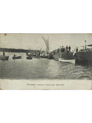 Dieppe – Départ pour les régates, port et bateaux – CPA ancienne