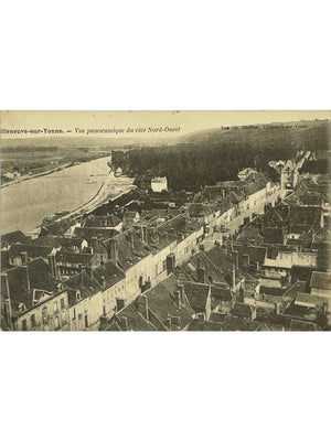 Villeneuve-sur-Yonne – Vue panoramique côté nord-ouest – CPA ancienne