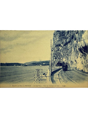 Route de Nice à Monaco – Cap Roux, vue sur Saint-Jean-sur-Mer – Automobile et tramway – CPA
