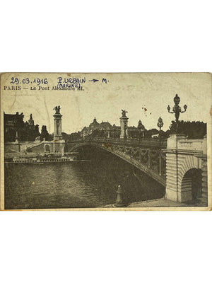 Paris – Le Pont Alexandre III – CPA écrite datée 1916