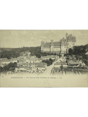 Pierrefonds – Vue générale côté sud-ouest du château – CPA ancienne LL n°40
