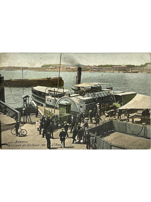 CPA Anvers – Arrivée du bateau de Sainte-Anne, quai animé