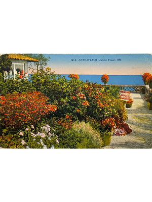 Côte d'Azur – Jardin fleuri en bord de mer – CPA colorisée n° 918