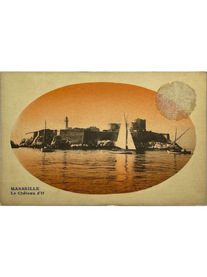 Marseille – Le Château d'If et embarcations – CPA sépia 1921