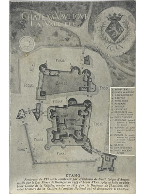 Carte postale – Château de Vaujours à Château-la-Vallière (37) – Plan de la forteresse