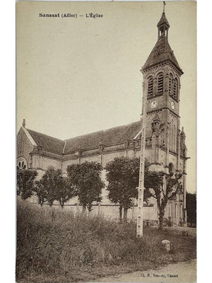 Sanssat (Allier) – L'Église – CPA ancienne
