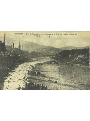 Carte postale – Bessèges – Fête de septembre 1906 – Traversée de la Cèze par Jelmma Ko