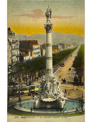 Marseille – Fontaine Cantini et tramways – CPA n°304 LL