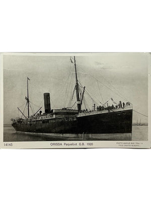 Carte postale – Paquebot britannique Orissa en 1920 – Photo Marius Bar