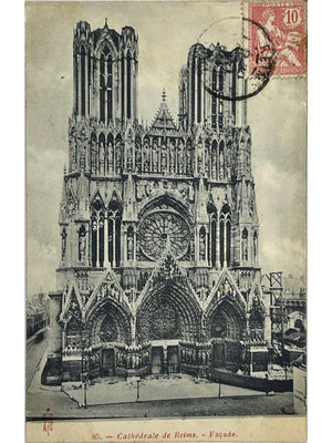 Reims – Cathédrale Notre-Dame, façade – CPA n° 85 vers 1905