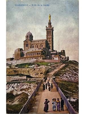 Marseille – Notre-Dame-de-la-Garde, vue colorisée animée – CPA
