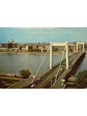 Carte postale – Budapest – Pont Élisabeth sur le Danube et circulation automobile