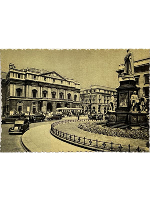 Milan – Piazza della Scala, théâtre et monument à Léonard de Vinci – CPA