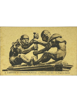 Saint-Bertrand-de-Comminges – Cathédrale, les singes se disputant le bâton – CPA n°51