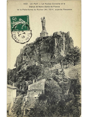 Le Puy-en-Velay – Rocher Corneille et statue Notre-Dame de France – CPA 1913