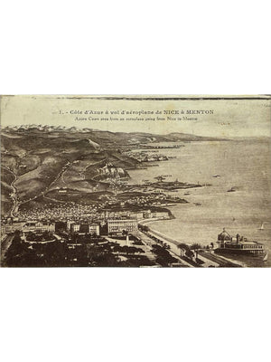 Nice à Menton – Côte d'Azur à vol d'aéroplane – CPA n° 1, 1927