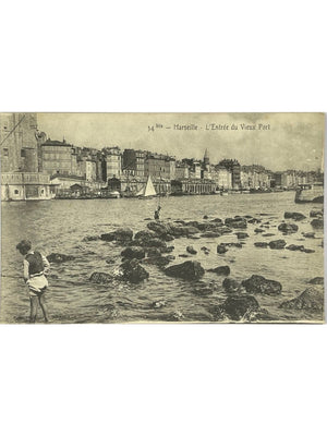 Marseille – Entrée du Vieux-Port et bateaux – CPA n° 34 bis