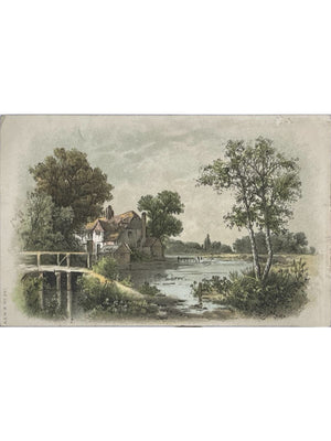 CPA illustrée – Maison au bord d’une rivière et petit pont – n° 391