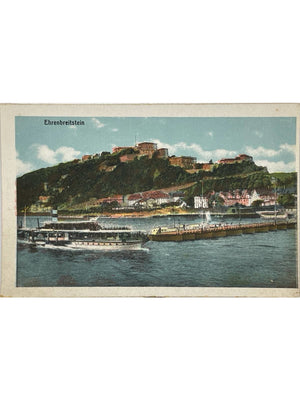 Coblence – Forteresse d'Ehrenbreitstein et bateaux sur le Rhin – CPA vers 1919
