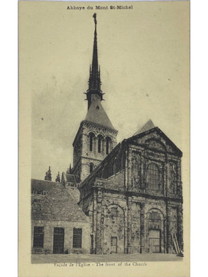 Le Mont-Saint-Michel – Abbaye, façade de l'église – CPA ancienne