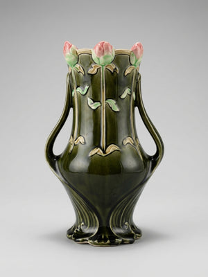 Vase Art nouveau aux roses – Gustave De Bruyn – 25 cm