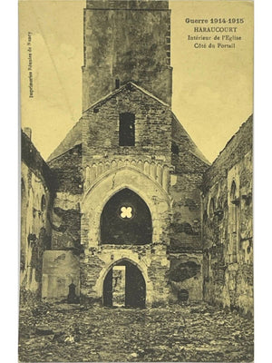 Haraucourt (54) – Intérieur de l'église endommagée, guerre 1914-1915 – CPA