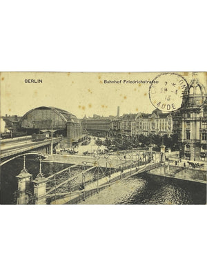 Berlin – Bahnhof Friedrichstraße, gare et pont sur la Spree – CPA 1913