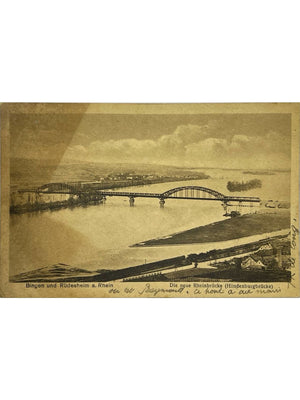 Bingen et Rüdesheim – Hindenburgbrücke sur le Rhin – CPA 1917
