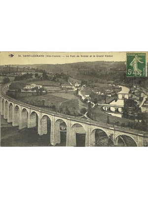 Saint-Léonard-de-Noblat – Pont de Noblat et grand viaduc – CPA 1946
