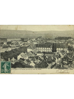 Sens – Vue sur le lycée et la caserne depuis la Tour de Plomb – CPA 1908